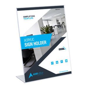 Adir Office Acrylic Sign Holder 8.5 x 11&#034; Clear 639-8511  Pack of 6  #LG