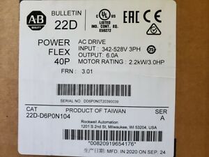 2020 Sealed  Powerflex 40P Catalog 22D-D6P0N104 Ser A, 3HP