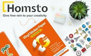 HOMSTO Vinyl Sticker Paper for Laser Printer-20 white 8.5 x 11&#034; sheets,80 micron
