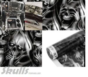 0.5x2m Water Transfer Printiable Film PVA Hydrographics Hydro Dip BLACK SKULL PR