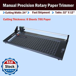 US stock 24 Inch Manual Precision Rotary Paper Trimmer Sharp Photo Paper Cutter