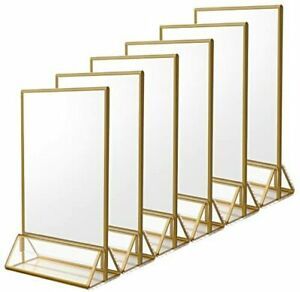 NIUBEE Acrylic Sign Holder Gold Frame For Both Sides [2L Size 6 Pieces Set]  2L