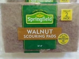 Walnut Scour Pads~ 100% Recycled Fibers~ NON-ALLERGENIC~ 3 Pack Lot (6 pads)