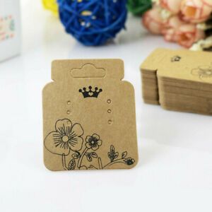 100Pcs Kraft Paper Jewelry Earring Hanging Display Holder Hang Cards Price Tag