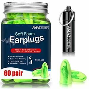 Ear Plugs AMAZKER Bell Shaped 60 Pairs Ultra Soft Earplugs SNR 35dB Perfect for
