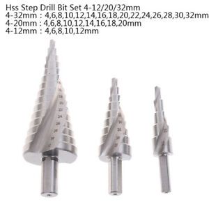 Hss Step Drill Bit Set 4-12/20/32mm 1/4&#034; Titanium Coated Hex Core Drill BitY IF