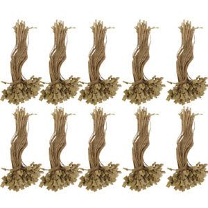 Jute Plastic Price Label Tag Strip Line for Clothes Goods 1000Pcs Brown