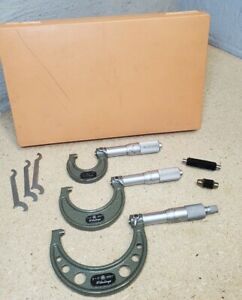 Mitutoyo outside micrometer set - 0&#034; to 3&#034; - No. 103-922 - carbide - .0001&#034;