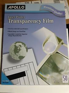 Apollo Laser Printer Transparency Film 50 Sheets VCG7060E Non Stripped 8.5x11