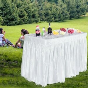 Folding Table Party Ice Lightweight Durable Skirt Plastic Polyethylene Furniture