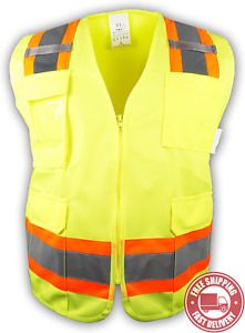 Surveyor  Lime  Two  Tones  Safety  Vest ,  ANSI / ISEA  107 - 2015 /  Photo  ID