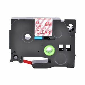 1PK Fits Brother P-Touch TZ-132 TZe-132 Red on Clear Label Tape PT-1290 12mm