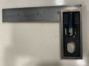 VINTAGE LS STARRETT 4” #60 MACHINIST SQUARE Solid Steel Excellent