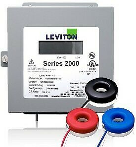 Leviton 2K480-2SW Indoor Three Phase Meter Kit, 277/480V, 200A with 3 Solid