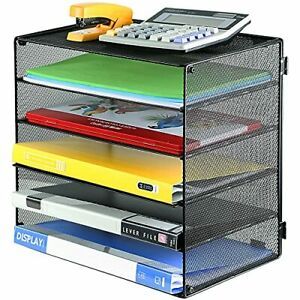 DALTACK 5 Tier Paper Organizer Letter Tray Mesh Metal Desk File Organizer for Ho
