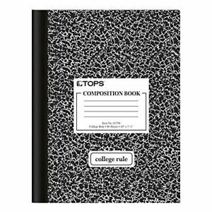 TOPS Composition Book  10  x 7 7 8   College Rule  Black Marble Cover  80 Sheets