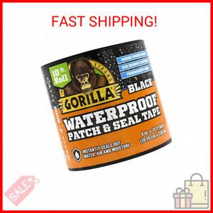 Gorilla Waterproof Patch &amp; Seal Tape 4&#034; x 10&#039; Black, (Pack of 1)