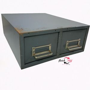 Vintage Steelmaster 2 Drawer Gray Index Card File Cabinet Industrial Office