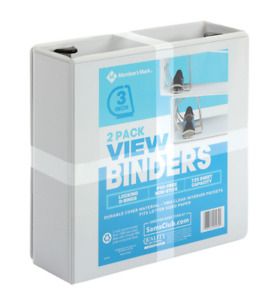 Member&#039;s Mark 3&#034; D-Ring View Binder, White (2 pk.)