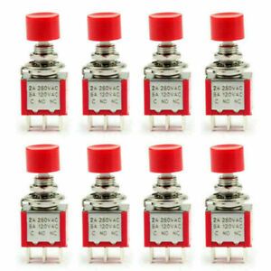 8Pcs PS-202 Button Toggle Switch Round Self-Reset With Cap 6Pin 2Position 6mm T8