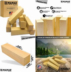 MAMAR Premium Natural Basswood Carving Blocks - 10 Large Pieces Unfinished...