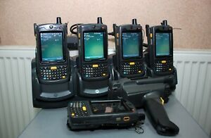 Lot of 4 Motorola Symbol MC7094-PUCDCQRA9WR Barcode Scanner GSM 1D Pistol Cradle