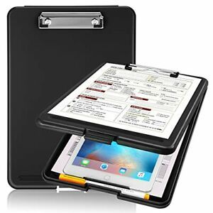 Clipboard with Storage, Plastic Storage Clipboard with Low Profile Charcoal