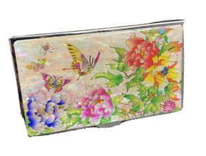 Opal Butterfly &amp; Flower Business Card Holder