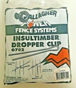 Gallagher Insultimber Dropper Fiberglass Post Clip 100 Pack Steel G702 Fence NEW