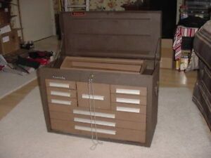 Kennedy 10 Drawer Steel Tool Chest 26-1/8&#034; x12-1/8&#034; x 18-7/8&#034; Brown, USED, USA