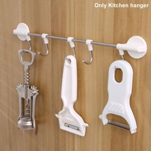 Kitchen Hanger Stainless Steel Punch Free Coat Adjustable Distance 5 Hooks Pan