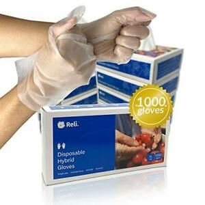 Reli. Disposable Gloves X-Large 1000 Pack Bulk S/M/L/XL Available Hybrid Plas...