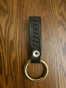 Le4 Police leather belt Loop ring Holder Black