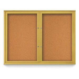 UNITED VISUAL PRODUCTS UV404PLUS-GOLD-CORK Corkboard,48&#034;x36&#034;,Cork/Gold