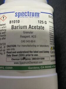 Barium Acetate, Granular By Spectrum. B1010 115 g Reagent, ACS. FREE SHIPPING