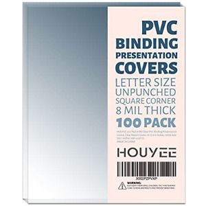 HOUYEE 100 Pack PVC Binding Presentation Covers, Clear Report Covers,8 Mil,8-1/2