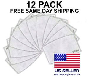 12 Pcs Adult PM2.5, 5 Layer Carbon Face Super Fresh Air Mask Filter Replacements