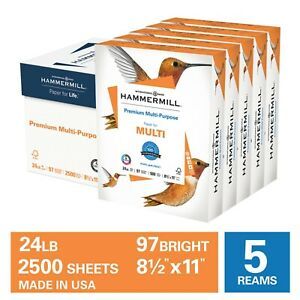 Hammermill Printer Paper, 24lb Premium Multipurpose Copy Paper 8.5x11, 5 Ream