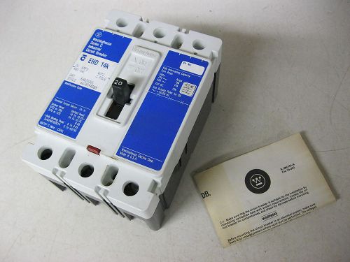 Westinghouse cutler hammer ehd3020l 20 amp 3 pole 480 vac circuit breaker new for sale