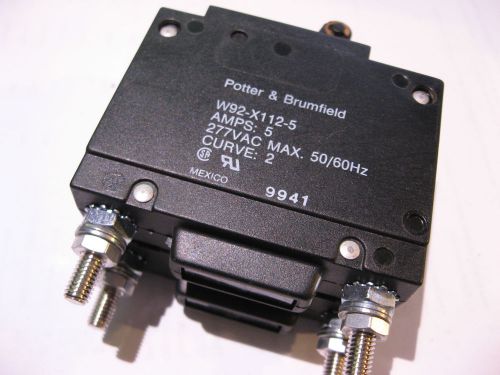 Qty 1 Potter &amp; Brumfield W92-X112-5 Circuit Breaker 277VAC 5A NOS