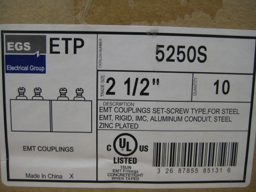 EGS 5250S 2 1/2&#034; EMT Couplings set-screw type 10 ct.