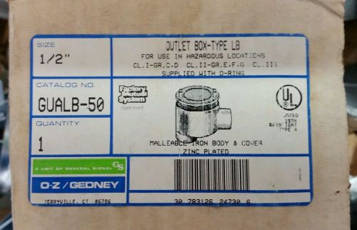 One 1/2&#034; type lb outlet box hazardous location gualb-50 o-z/gedney new!! for sale