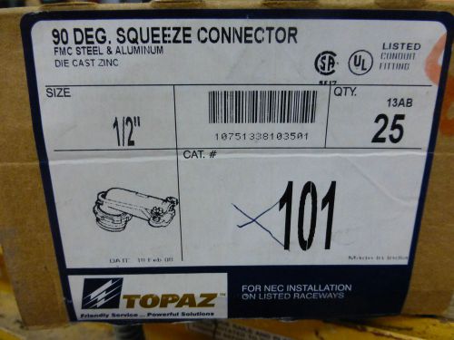 Topaz and Halex 1/2&#034; SQUEEZE ALUMINUM &amp; Metal CONNECTOR  51 units in a bag NEW