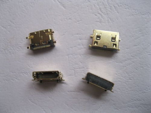 100 pcs Mini 19pin HDMI Female Connector Gold Plated 180° SMT