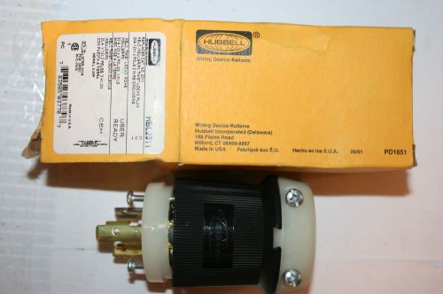Hubbell twist lock plug hbl2311 2p3w 20a 125v l5-20p black &amp; white nylon for sale