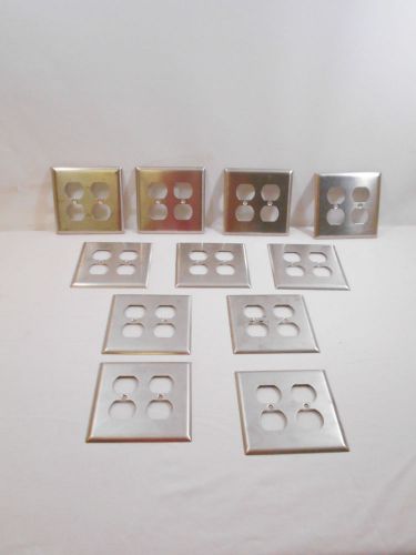 Lot of 11 4-Gang Receptacle Switch Cover Wallplates Stainless Steel 5 x 5 in