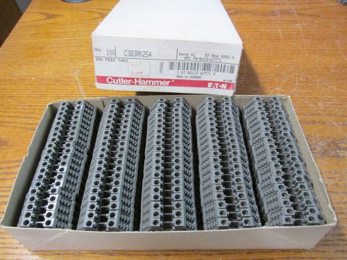 New nos lot of 100 cutler hammer c383rk254 terminal block 35a feed thru series a for sale
