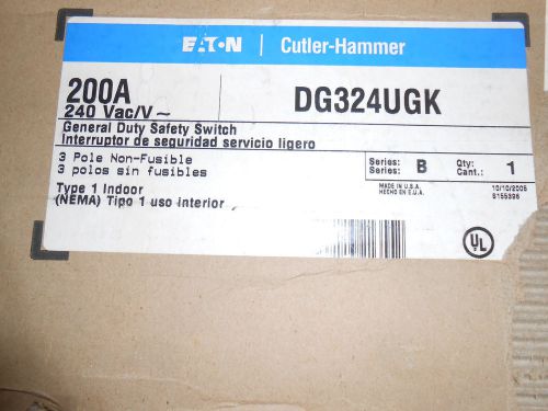 CUTLER HAMMER DG324UGK SAFETY SWITCH 200 AMP 240 VOLT DISCONNECT