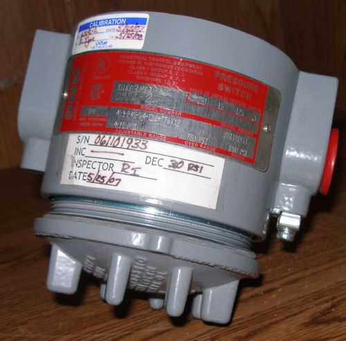 SOR  Pressure Switch for Haz Locs Adjustable 4 to 75 psi 1000 psi proof 15 amp