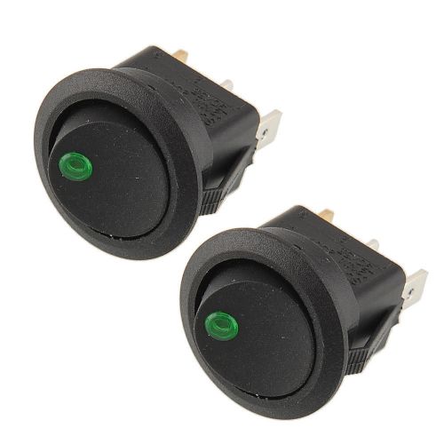 2pcs green led lighted dot round rocker switch 3pin 19mm car boat vehicle for sale